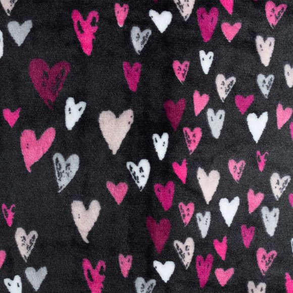 new PJ Pajama Top black w pink hearts velour size XLARGE 16 18 soft warm - Picture 6 of 6